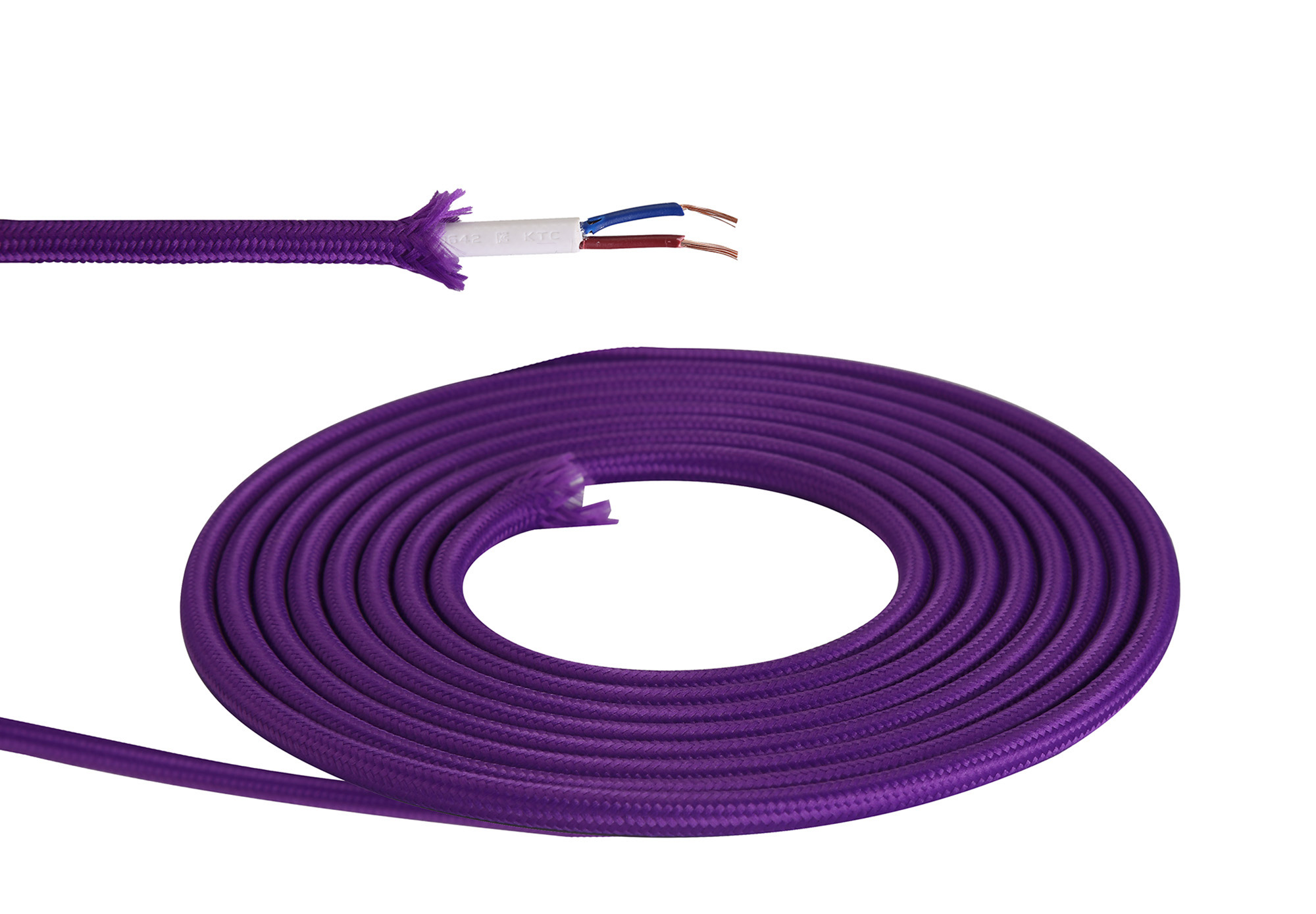 D0198  Cavo 1m Purple Braided 2 Core 0.75mm Cable